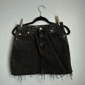 Topshop Black Denim Moto Skirt